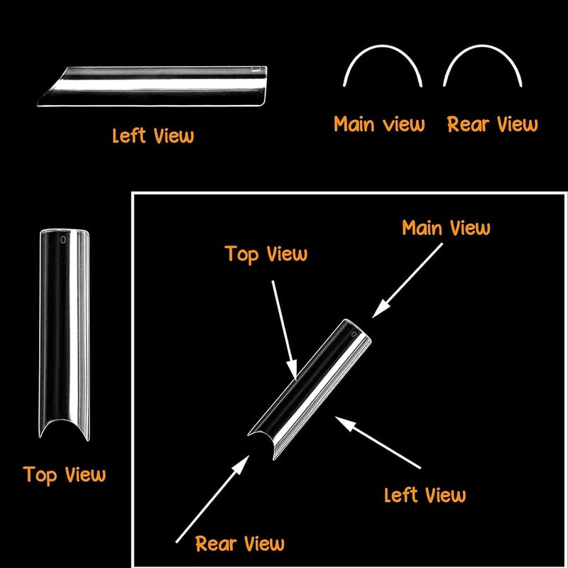 240 Clear Long False Nail Tips ABS Transparent Nail Extensions 12 Sizes Professional Salon Manicure - Image 3